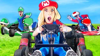 Giant Mario Kart Game in Real Life Challenge! (Game Master face reveal at Secret Amusement Park )