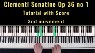 Sonatine in C major Op 36 no 1 M Clementi 2nd movement tutorial