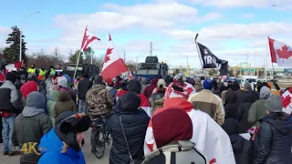 Windsor: Convoy supporters resisting police line after injuction to clear them away 2-12-2022