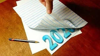 New Year 2020 - How to Draw Number 2020 - Trick Art on Paper by Vamos