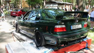 [SOUND] BMW E36 British Racing Green V8 4,4 [sound, burnout, dyno] Germanfest 2017