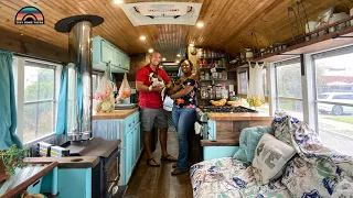They Sold Their Home & Downsized To A Beautiful School Bus Conversion