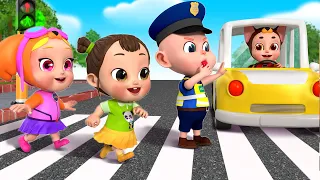 When You Cross the Street - Police Officer Songs + Johny Johny Yes Papa | Rosoo Candy Kids Songs