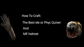 How To Craft The Best Ele or Phys Quiver for Tornado Shot and MF helmet - 3.22 Path of Exile