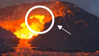 Volcano wall slides! 🌋 Highest Lava Jet caught on camera! 😮 Iceland 15.08.22