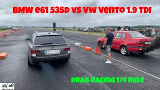 BMW e61 535d vs Vw Vento 1.9 TDI drag racing 1/4 mile 🚦🚗 - 4K UHD