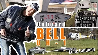 Onboard Bell UH-1 [1:6] mit Start/Landung auf selbstgebautem Hänger