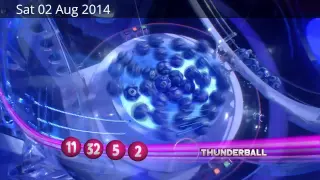 The National Lottery 'Thunderball' draw results from Saturday 2nd August 2014