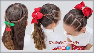 Penteado Fácil com Liguinhas para Festas, Escola e Balé | Easy Hairstyles with Elastics for Girls 💕