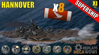 SUPERSHIP Hannover 8 Kills & 209k Damage | World of Warships Gameplay