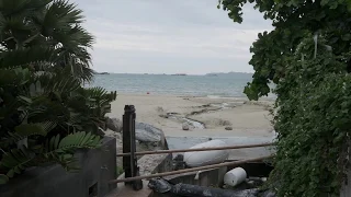 Coastal Erosion Pattaya Beach Thailand from storm on aug 7 2018
