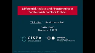 Differential Analysis and Fingerprinting of ZombieLoads on Block Ciphers - CARDIS 2020