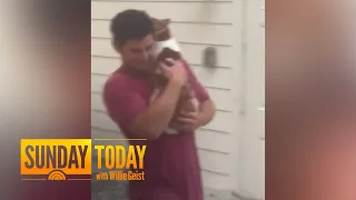 Man Braves Rushing Water To Rescue Cat During Hurricane Ian