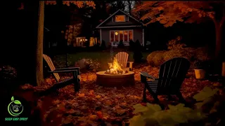 Autumn Porch Ambience |  Crackling Fireplace for Sleep and Relaxation 8hour