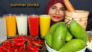 EATING SUMMER RAW MANGO WITH SPICY PAPER SAUCE, FRUIT JUICE, EATING ASMR, MUKBANG