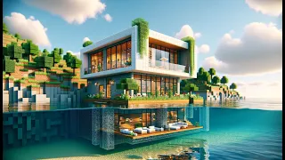 Minecraft Builds - Building a Modern Water House with HanaLaughs!