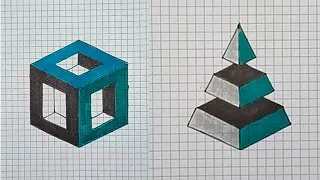 Como DIBUJAR un CUBO en 3D también Una PIRA-MIDE