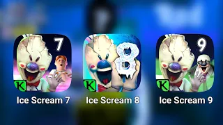 Ice Scream 7 Vs Ice Scream 8 Vs Ice Scream 9 Full Gameplay | Ice Scream 8 New Update Horror game