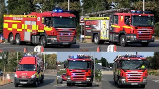 [RARE] Nottinghamshire Fire Engines, Foam Carrier & Command Unit Responding with AIRHORN!