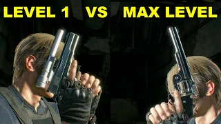 Resident Evil 4 Remake - All Magnum Weapon Damage Comparison (LEVEL 1 VS MAX LEVEL)