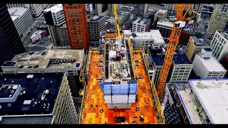 Detroit never left! - Drone flyover downtown Detroit construction sites