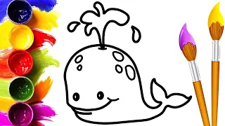 Bolalar uchun kit chizish/Drawing whale fish for children/Рисунок КИТ для детей