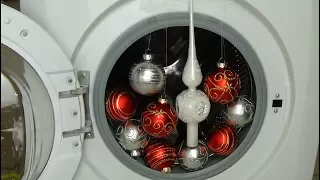 Test - experiment, christmas balls in a washing machine - peak broken by centrifuge, movie #68