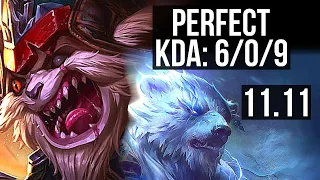 KLED vs VOLIBEAR (TOP) | 6/0/9, 400+ games, 900K mastery, Dominating | BR Master | v11.11