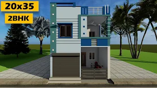 Shop with parking 2 bedroom house plan,20 by 35 dukan or makan ka naksha,3D