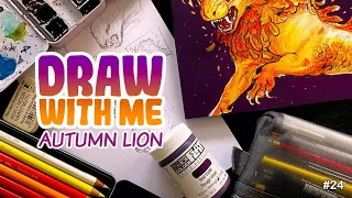 A leafy autumn lion dragon 🍁 DRAW WITH ME Ep 24