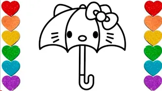 Cute Umbrella Drawing Painting Coloring For kids And Toddlers/Easy Umbrella Drawing.