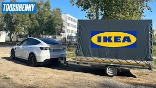 Mit Tesla und Anhänger zu Ikea! 200km mit einer Akkuladung?