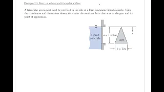 Example 2.3 - Force on a submerged triangular surface