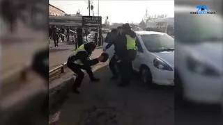 Как сотрудники УПСМ пытались задержать таксиста возле Аламединского рынка