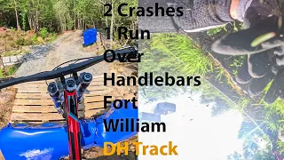 Crash over handlebars flip on my feet and get back on Fort William Downhill MTB track Nevis Range