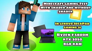 Minecraft gaming test in lenovo ideapad gaming 3i, ryzen 7 5800h, rtx 3050, 8gb ram #minecraft #3050