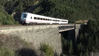 4K Regional Zaragoza-Canfranc pasando por el viaducto de Villanua