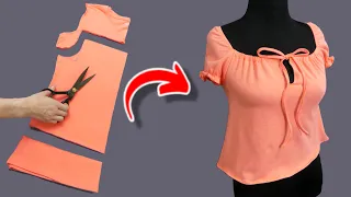 How to make a T-shirt into a blouse in 10 minutes without sewing experience.