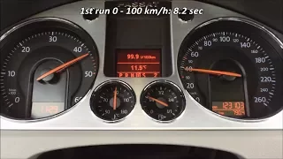 2006 VW Passat B6 2.0 TDI Stage 1 DSG Acceleration 0 - 180 km/h