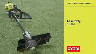 RYOBI: 25.4cc Easy Start Straight Shaft Line Trimmer Assembly & Use