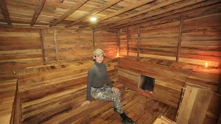 Building Underground Wooden Bushcraft Shelter In Wild , Start to Finish