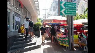 [4K] Walking tour on Soi Langsuan area the best street food destination on lunchtime in Bangkok