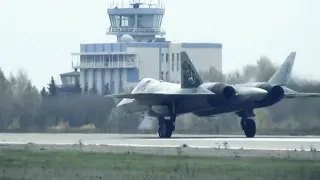 Russian modern Su-57 fighter aircraft during testing