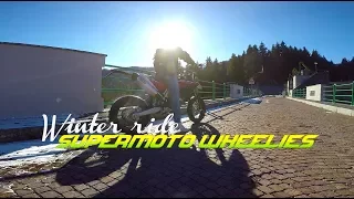 SUPERMOTO WHEELIES - Winter Ride | Husqvarna vs. KTM