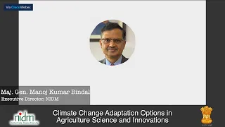 Climate Change Adaptation Options in Agriculture Science and Innovations| NIDM | MHA |COVID-19 INDIA