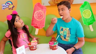 Maria Clara e JP se divertem em uma nova sorveteria