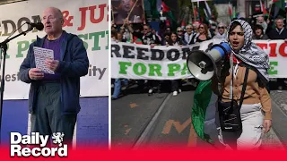 Irish folk singer Christy Moore performs at pro-Palestine rally in Dublin