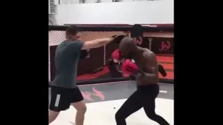 Jon Jones working out with Brandon Gibson