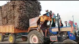 swaraj 744 xm side shift loading 40 ton sugarcane load ( real takat )