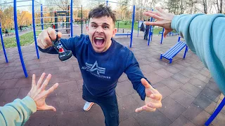 ESCAPING CRAZY FITNESS TRAINER ​⁠​(Funny parkour pov training )